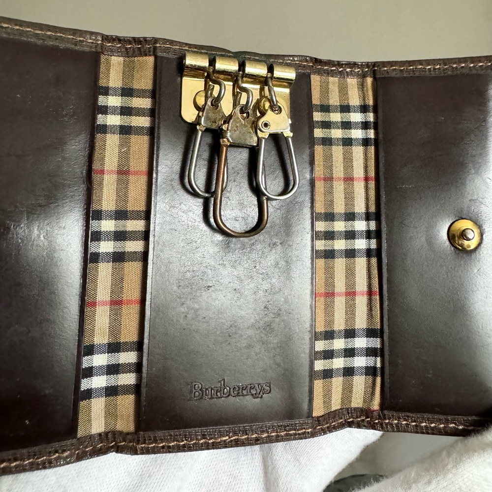Burberry Brown Leather Key Case Holder Wallet - 3 Rings - Picture 9 of 14